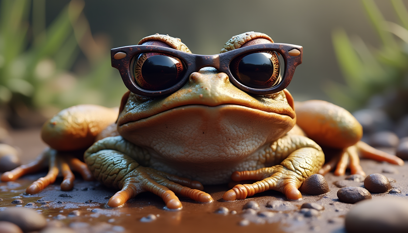 Fantasy AI image of frog with sunglasses